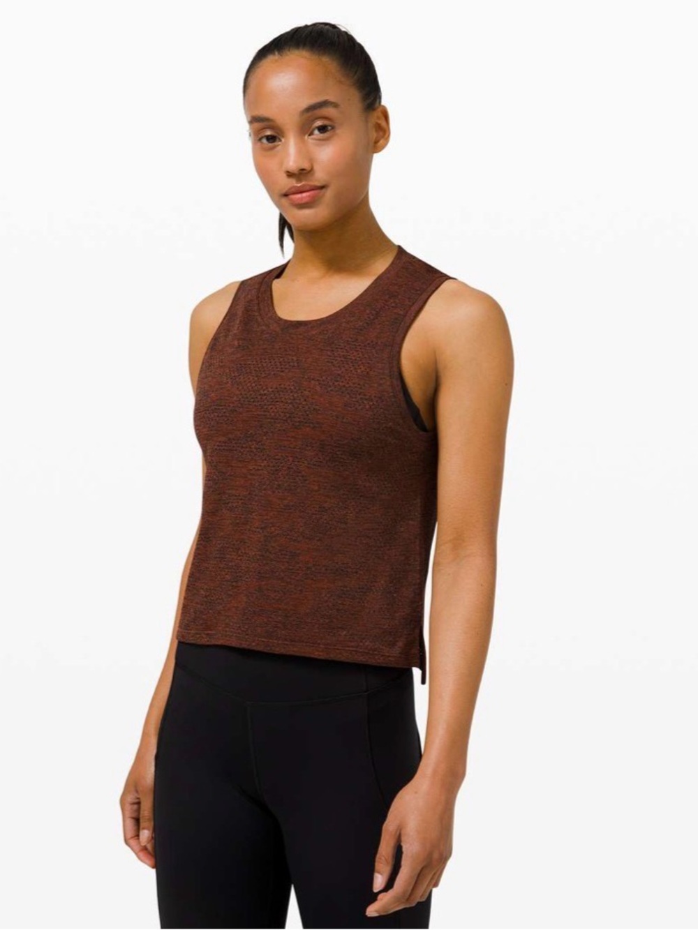 Lululemon “Train to Be” Women’s Sleeveless in Terracotta/ Black Dot Tank Top